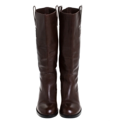 Pre Owned Marc Jacobs Brown Leather Knee Length Boots Size 38