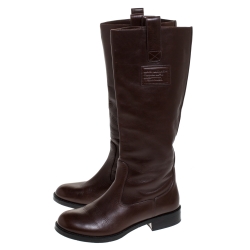 Pre Owned Marc Jacobs Brown Leather Knee Length Boots Size 38