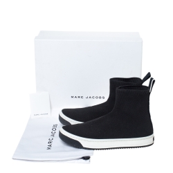 Pre Owned Marc Jacobs Black Knit Fabric Dart High Top Slip On Sneakers Size 40