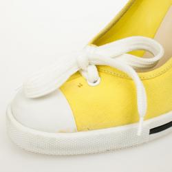 Pre Owned Marc Jacobs Yellow Cap Toe Bow Pumps Size 39.5