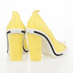 Pre Owned Marc Jacobs Yellow Cap Toe Bow Pumps Size 39.5