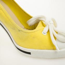 Pre Owned Marc Jacobs Yellow Cap Toe Bow Pumps Size 39.5
