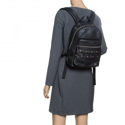 Marc Jacobs Black Leather Grommet Biker Backpack