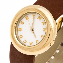 Pre Owned Marc By Marc Jacobs White Yellow Gold Plated MBM8520 Women's Wristwatch 33 mm
