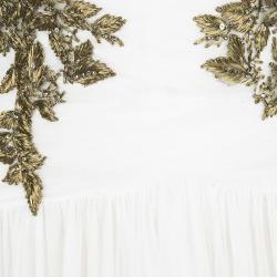 Marchesa White Ruched Detail Embellished Tulle Gown XL