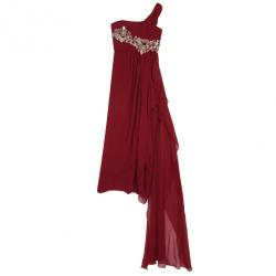 Pre Owned Marchesa One Shoulder Embellished Gown L