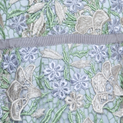 Pre Owned Marchesa Notte Pale Blue Guipure Floral Lace Overlay Halter Gown L