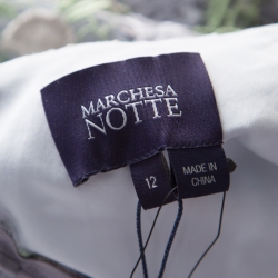 Pre Owned Marchesa Notte Pale Blue Guipure Floral Lace Overlay Halter Gown L