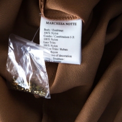 Pre Owned Marchesa Notte Black Tulle Sleeveless 3D Floral High Low Gown M 