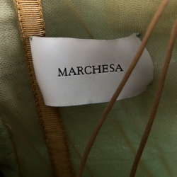 Marchesa Pale Green Tulle Embellished Detail Strapless Gown S