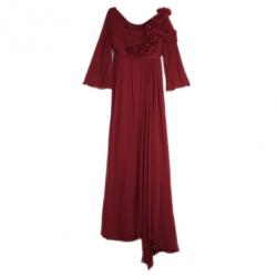 Pre Owned Marchesa Cherry Red Ruffle Gown S
