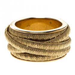 Marco Bicego Cairo Collection 18k Yellow Gold Seven Strand Woven Ring Size 56