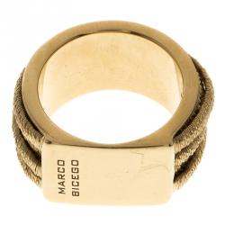 Marco Bicego Cairo Collection 18k Yellow Gold Seven Strand Woven Ring Size 56