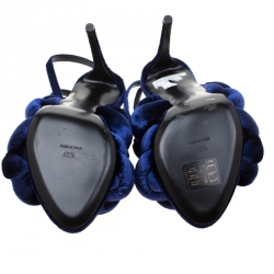 Marco de vincenzo Blue Velvet Braided Ankle Strap Sandals Size 40.5