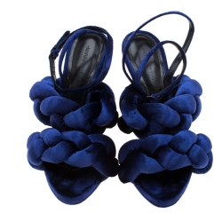 Marco de vincenzo Blue Velvet Braided Ankle Strap Sandals Size 40.5