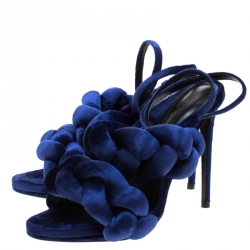 Marco de vincenzo Blue Velvet Braided Ankle Strap Sandals Size 40.5