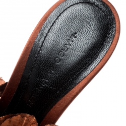 Marco De Vincenzo Metallic Bronze Silk Flower And Satin Open Toe Mules Size 36