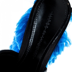 Marco de Vincenzo Blue Satin Fringed Mules Size 37