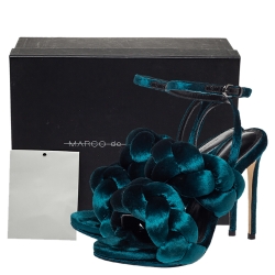 Marco De Vincenzo Teal Blue Velvet Braided Rope Ankle Strap Sandals Size 36