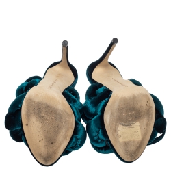 Marco De Vincenzo Teal Blue Velvet Braided Rope Ankle Strap Sandals Size 36