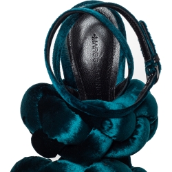 Marco De Vincenzo Teal Blue Velvet Braided Rope Ankle Strap Sandals Size 36