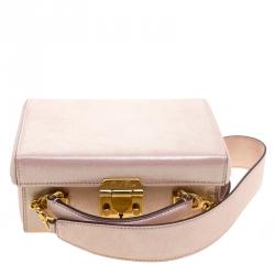 Mark Cross Pink Shimmering Leather Small Grace Box Bag