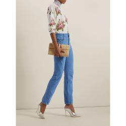 MARK CROSS Brown Sylvette Raffia and Leather Clutch Bag