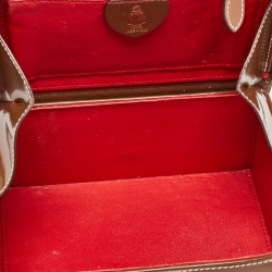 Pre Owned Mark Cross Brown Glossy Leather Small Grace Box Bag