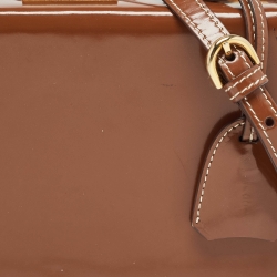 Pre Owned Mark Cross Brown Glossy Leather Small Grace Box Bag