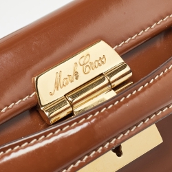 Pre Owned Mark Cross Brown Glossy Leather Small Grace Box Bag