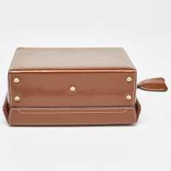 Pre Owned Mark Cross Brown Glossy Leather Small Grace Box Bag