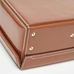 Pre Owned Mark Cross Brown Glossy Leather Small Grace Box Bag