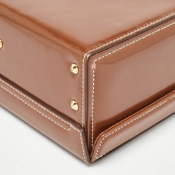 Pre Owned Mark Cross Brown Glossy Leather Small Grace Box Bag