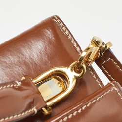 Pre Owned Mark Cross Brown Glossy Leather Small Grace Box Bag