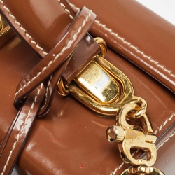 Pre Owned Mark Cross Brown Glossy Leather Small Grace Box Bag