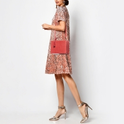 Mark Cross Red Crocodile Galaxy Grace Box Bag