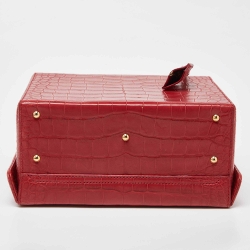 Mark Cross Red Crocodile Galaxy Grace Box Bag