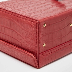 Mark Cross Red Crocodile Galaxy Grace Box Bag