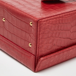 Mark Cross Red Crocodile Galaxy Grace Box Bag