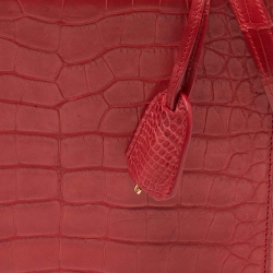 Mark Cross Red Crocodile Galaxy Grace Box Bag