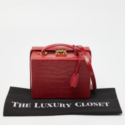 Mark Cross Red Crocodile Galaxy Grace Box Bag
