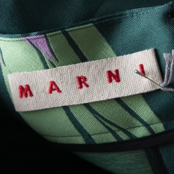 Pre Owned Marni Spherical Green Jacquard Kapfu Motif Off Shoulder Shift Dress M