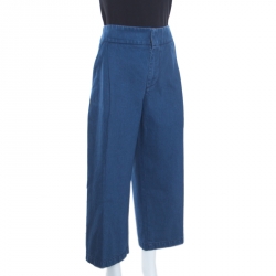 Pre Owned Marni Indigo Washed Denim Dark Limoges Cropped Wide Leg Jeans M