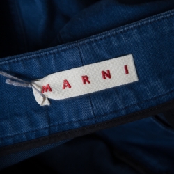 Pre Owned Marni Indigo Washed Denim Dark Limoges Cropped Wide Leg Jeans M