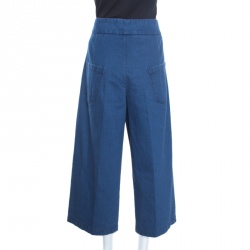 Pre Owned Marni Indigo Washed Denim Dark Limoges Cropped Wide Leg Jeans M