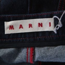 Pre Owned Marni Indigo Dark Wash Denim Top Stitch Detail Wide Leg Jeans M