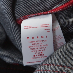 Pre Owned Marni Indigo Dark Wash Denim Contrast Top Stitch Detail Wide Leg Jeans L