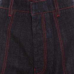 Pre Owned Marni Indigo Dark Wash Denim Contrast Top Stitch Detail Wide Leg Jeans L