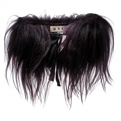 Marni Deep Purple Goat Fur Tie Front Collar