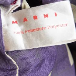 Pre Owned Marni Purple Checkered Drop Waist Pleated Dress S